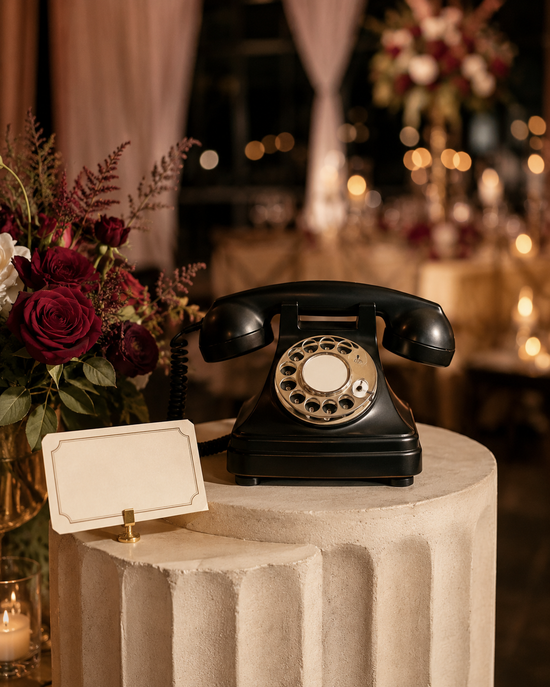 Vintage audio guestbook phone at an elegant celebration